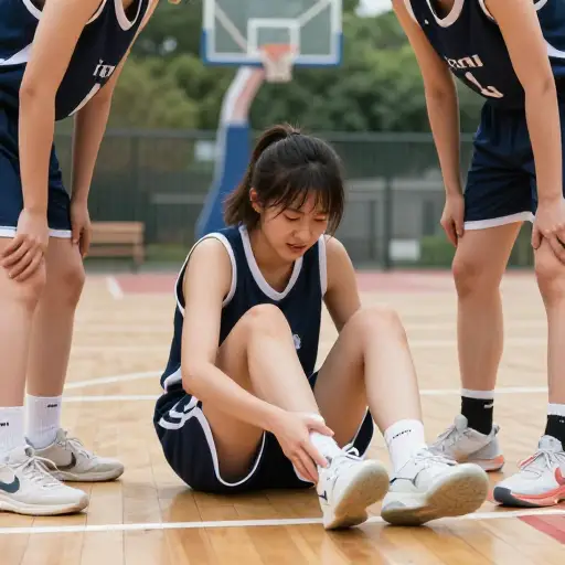 她在篮球比赛中扭伤了脚踝。