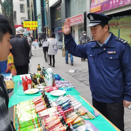 在这里卖无证商品是违法的。