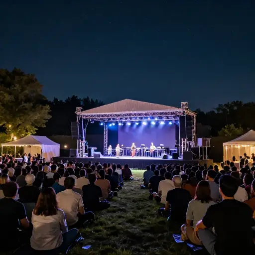 我们在露天天空下享受了音乐会。