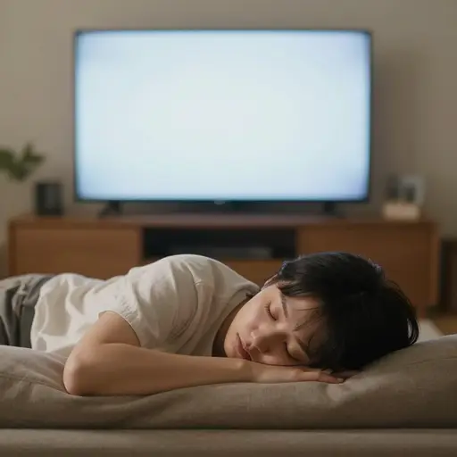 我在看电视时在沙发上睡着了。
