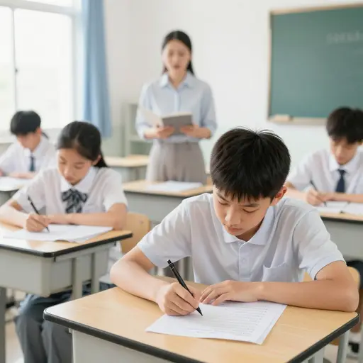 期末考试前，学生们参加了一场模拟考试。