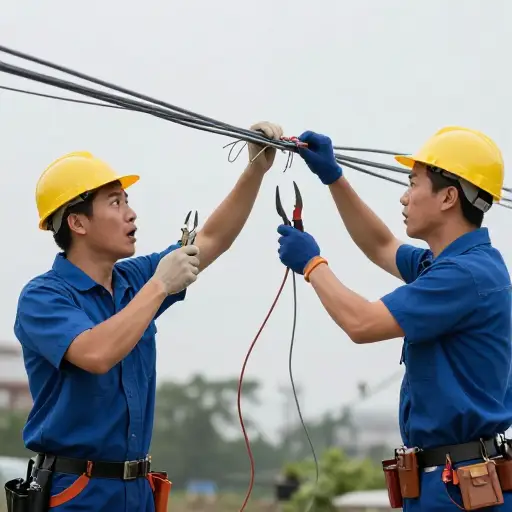 他们在处理故障线路时感受到了电击。