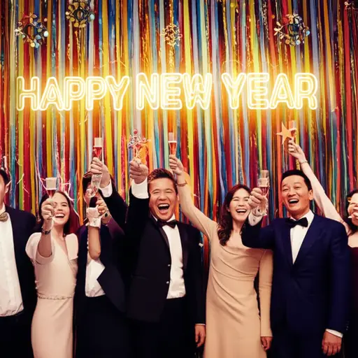 我们举行了一场盛大的庆祝活动来迎接新年。