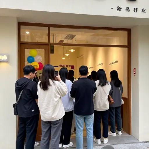 这家新开的咖啡馆在社交媒体上超级火爆。