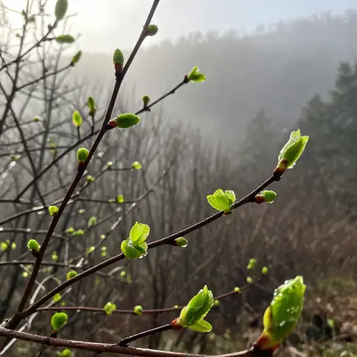 春天来了，我们看到了新芽的萌发。