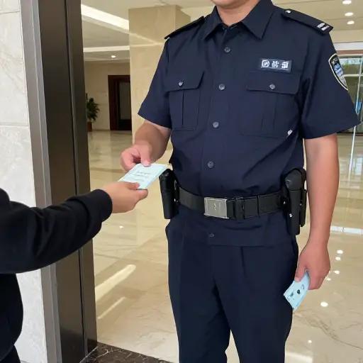 保安核实完证件后，退回她朋友的，却把（她的）扣下了。
