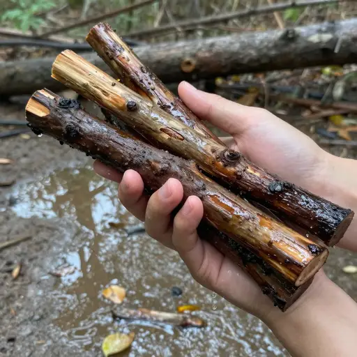 木头是湿的，烧不起来。