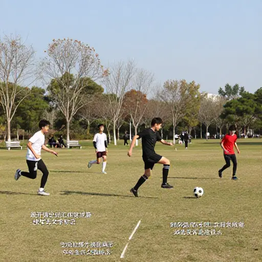 他们正在公园里踢足球。