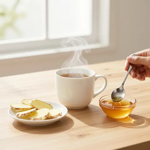 一杯加了蜂蜜的新鲜姜茶对她喉咙痛的效果，比任何非处方糖浆都更灵验。