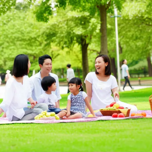 我们周末经常在公园野餐。