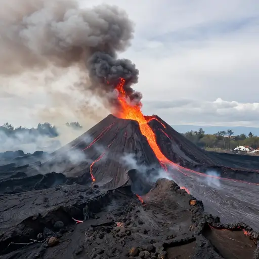 那座火山去年猛烈喷发，造成了广泛的破坏。