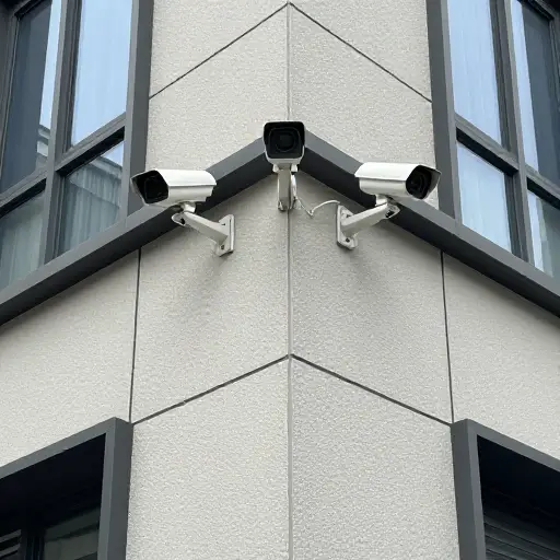 几个战略性放置的摄像头覆盖了建筑的每个角落。