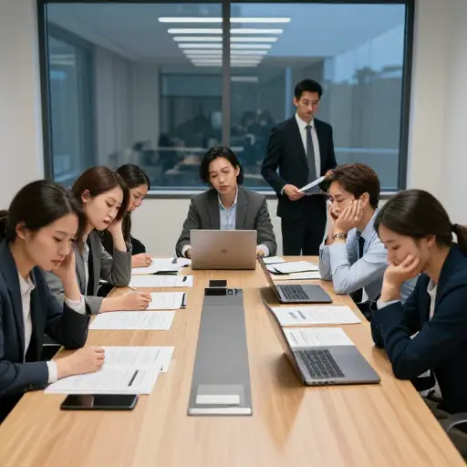 经过一场漫长而富有成效的会议后，团队同意今天到此结束。