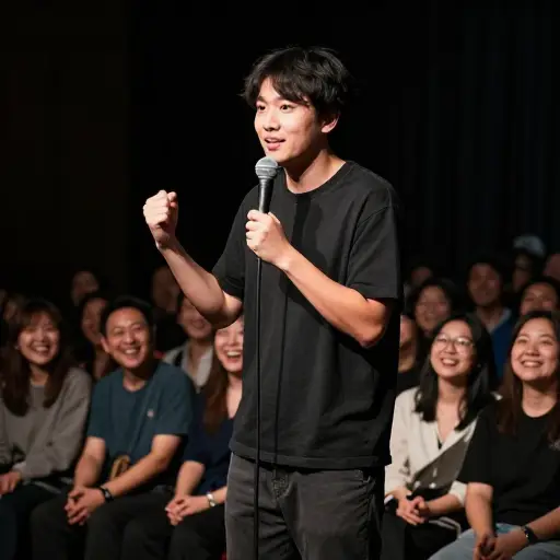 演出中我最喜欢的部分是那位喜剧演员出场的时候。