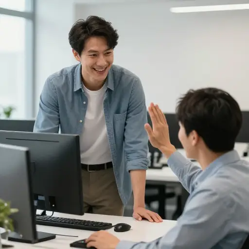 他对同事总是很礼貌。