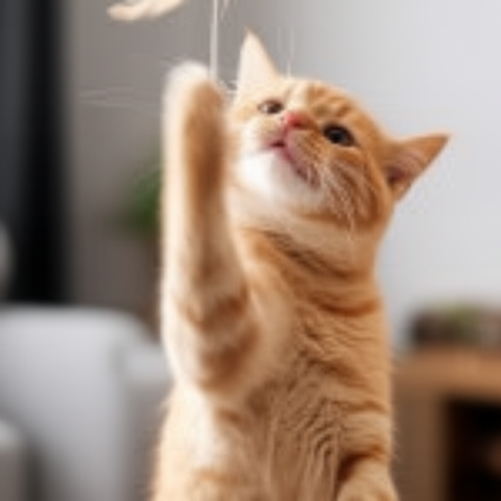 小猫正在尽情享受游戏时光。