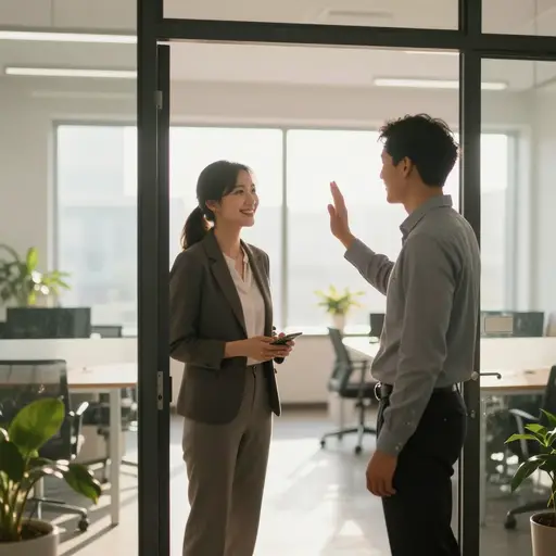 他们每天早晨在办公室门口互相问候。