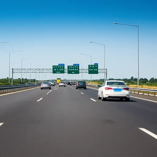 在高速公路上开车时，请保持安全车距。