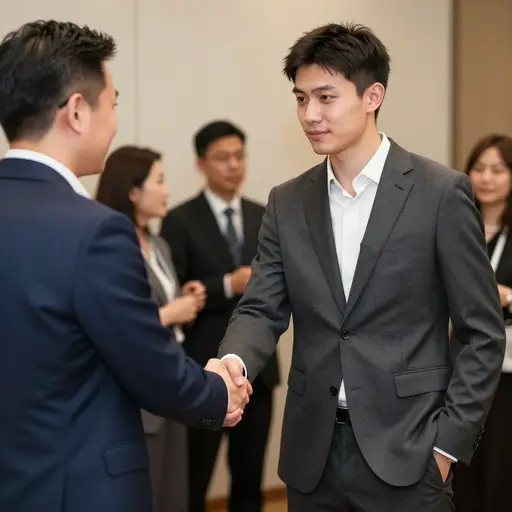 他有气无力的握手透露出他在社交场合缺乏自信。