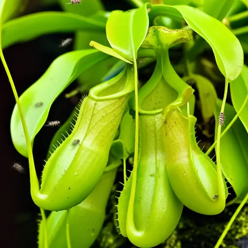 这种食虫植物的捕虫笼能分泌甜液吸引昆虫。