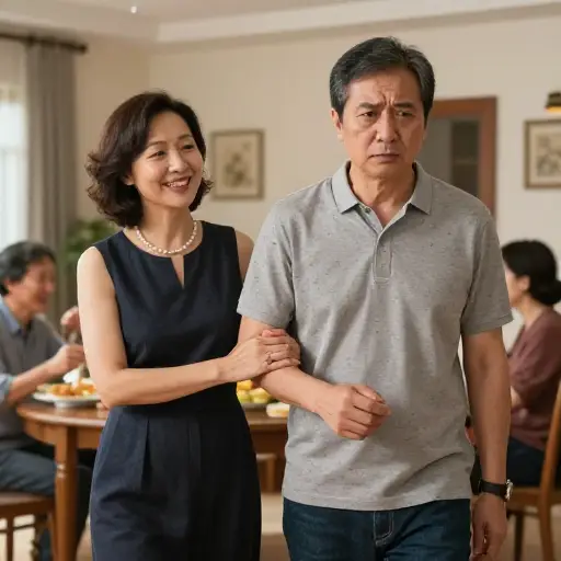 他又被妻子硬拉着去参加另一个无聊的家庭聚会。