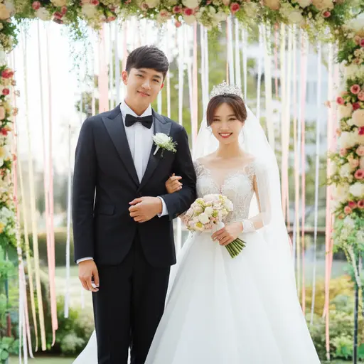这对新婚夫妇上周刚刚喜结连理。