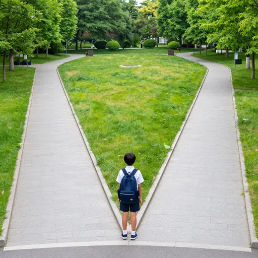 有两条路可以去公园。