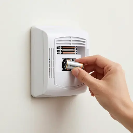 我更换了烟雾报警器里的电池。