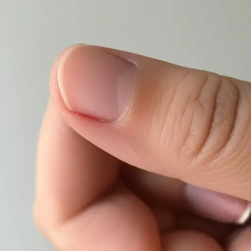 她的手指上有一个小小的伤口。