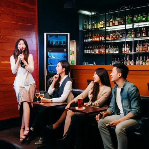 周末我们经常去那家酒吧唱卡拉OK。