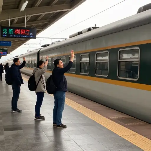 他们来车站送我。