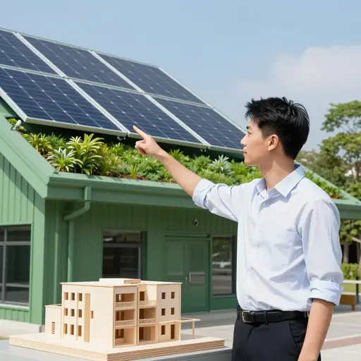 我的表弟是一位建筑师，设计环保房屋。