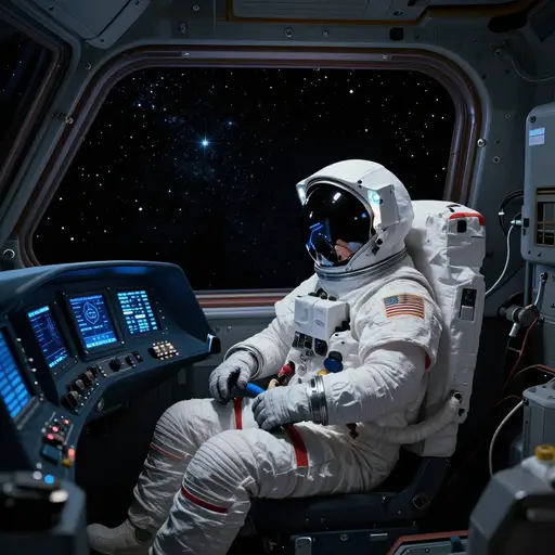 宇航员在一艘宇宙飞船里。