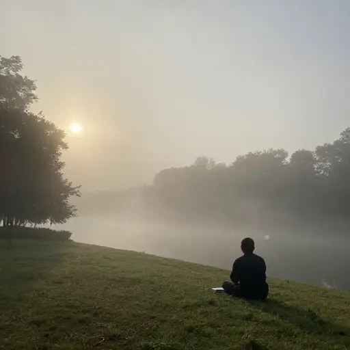 早晨的雾气在阳光照射下慢慢消散了。