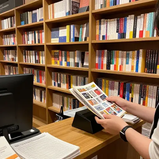 我在这家书店买了一本漫画书。