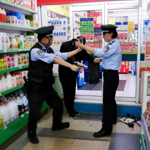 警察迅速逮捕了那些持枪抢劫商店的强盗。