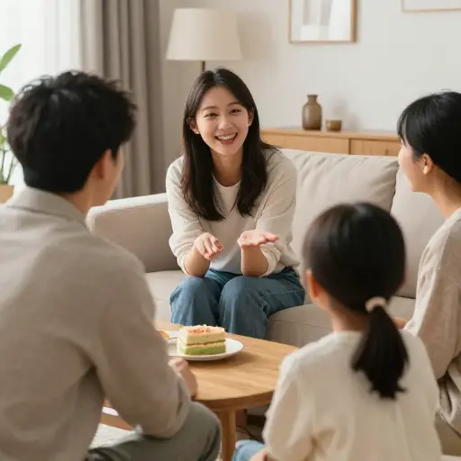 她把她的姐夫介绍给了家人。