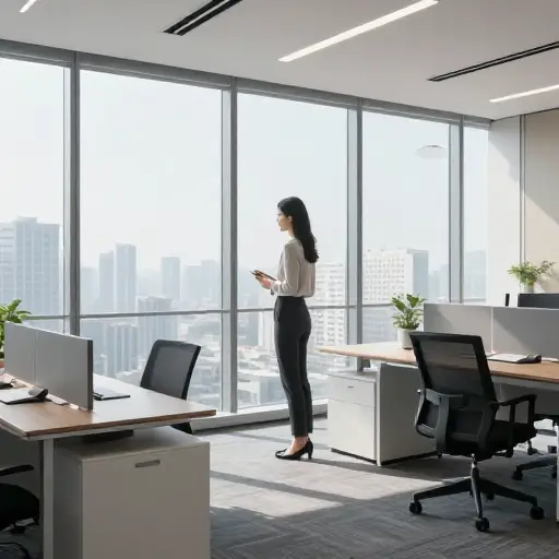 她的新办公室出乎意料地宽敞。