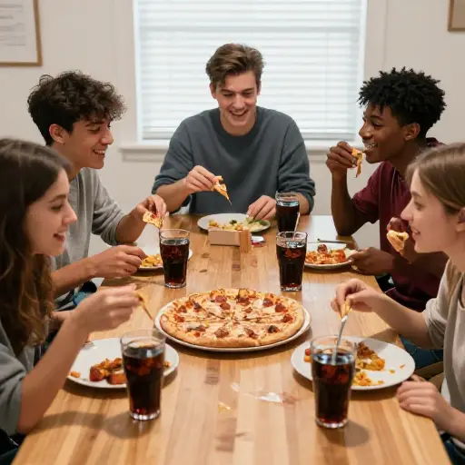 许多青少年经常食用披萨和苏打水这类垃圾食品。
