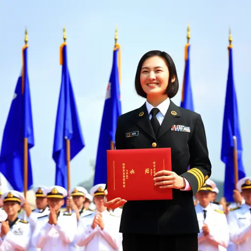 她以优异的成绩毕业，被授予海军少尉军衔。