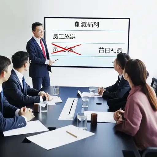 为了节省开支，我们不得不削减一些不必要的员工福利。