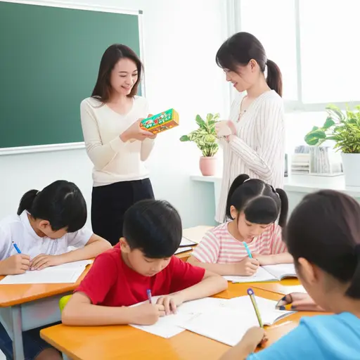 老师用糖果作为强化物来鼓励孩子们完成作业。