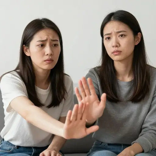 我尽力帮助她，但她不让我帮。