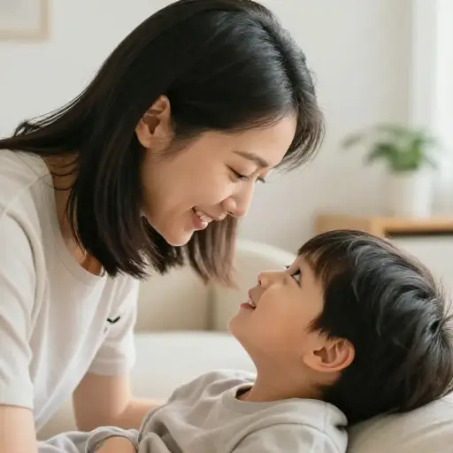 "妈妈。" "嗯，什么事，宝贝？"
