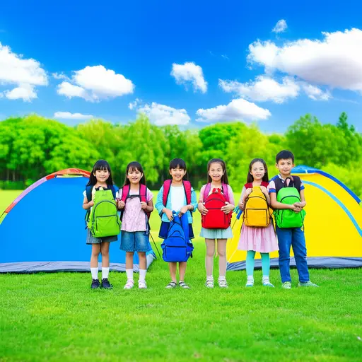 夏令营为孩子们配备了帐篷和背包。