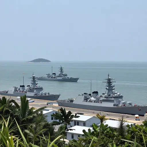 这个海军基地位于海岸线上，具有战略意义。