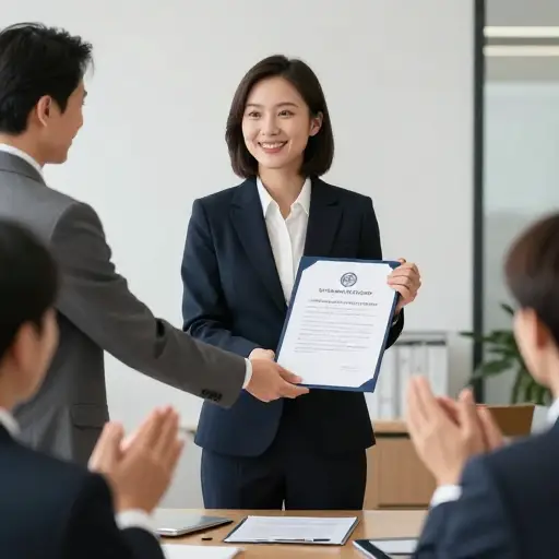 她坚持不懈的努力最终换来了一次当之无愧的晋升。