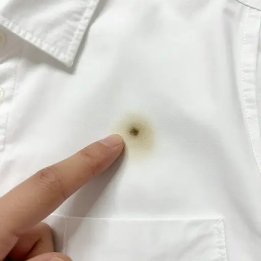 我的白衬衫上有个小污点。
