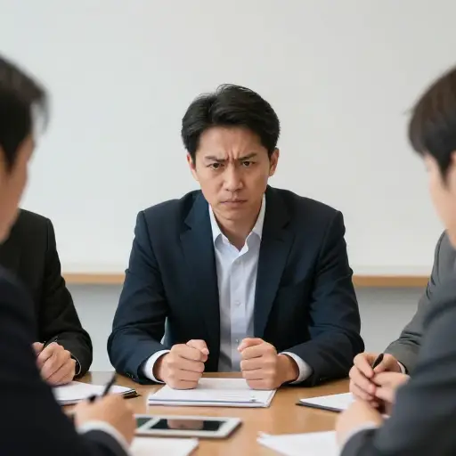 在激烈的讨论中，他的挫败感明显可见。