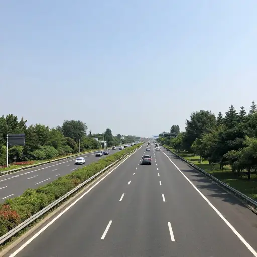 在非高峰时段，高速公路上的交通很顺畅。